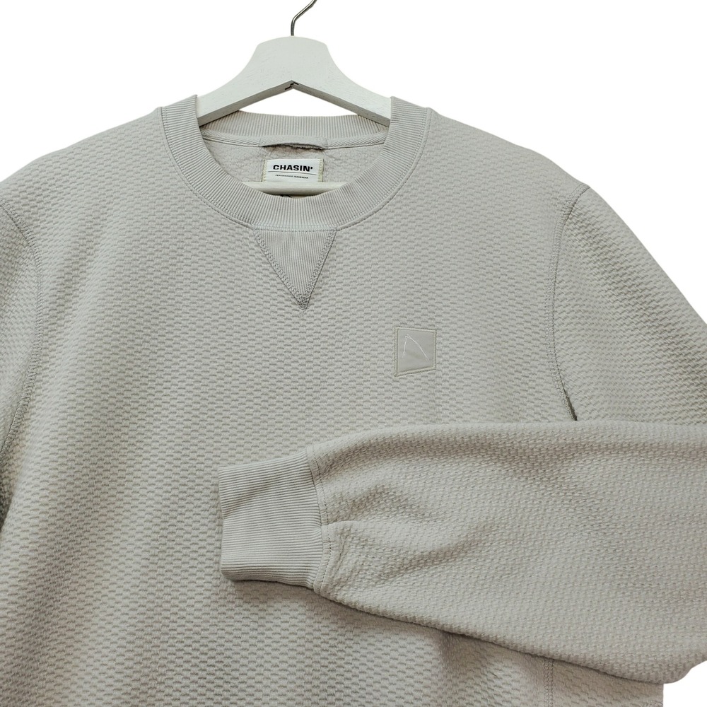 Chasin Cyrus Sweatshirt Mens Large Beige Waffle Knit Pullover